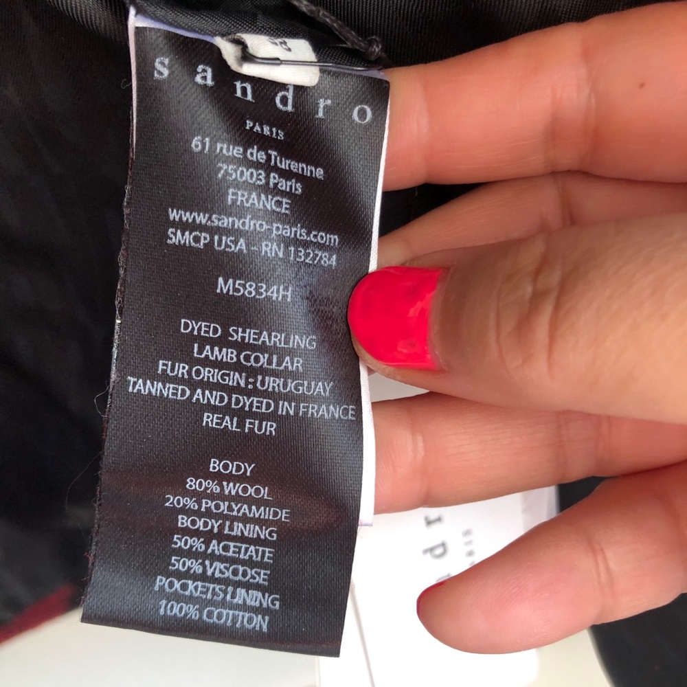 NWT Sandro Minds Shearling Red Plaid Moto Jacket - Picture 5 of 10